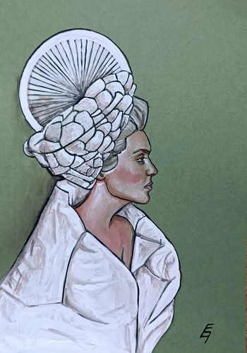 Original zeichnung barock frau - original,
