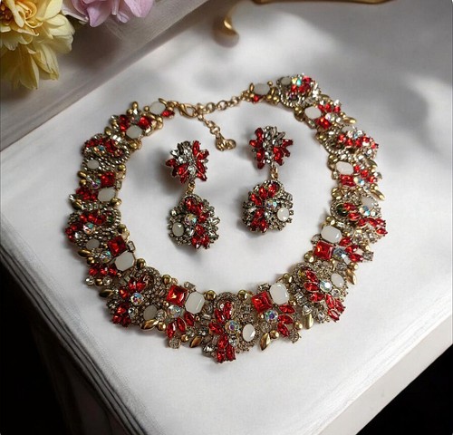 Schmuck set rot strass - schmuck-set,