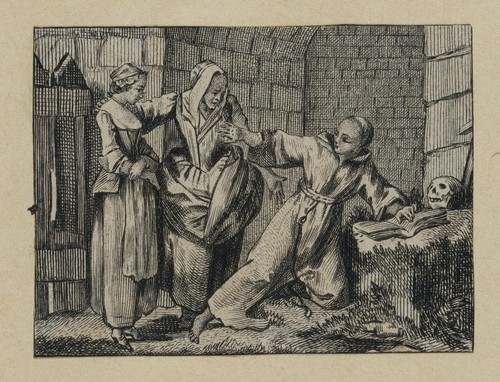 Damen bei mönch kupferstich - damen,