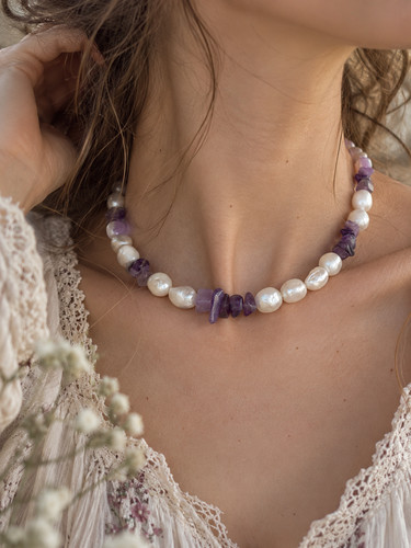 Barockperlen amethyst kette - amethyst,