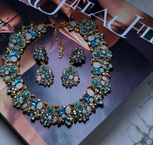 Schmuck set blau strass - schmuck-set,