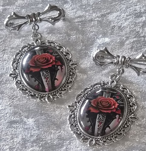 Brosche nadel rose schwert - brosche,
